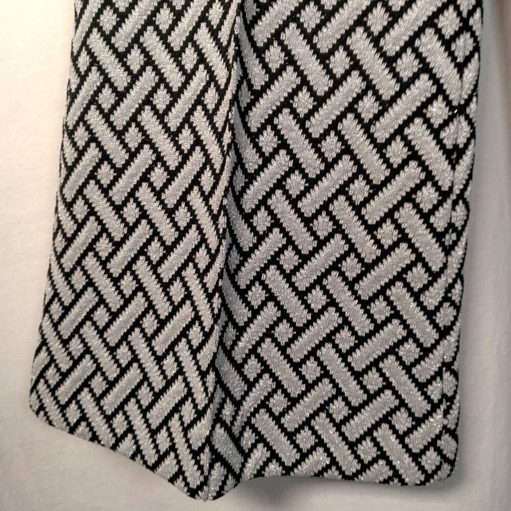 Vintage Miss Holly Pants Women Small Black Silver Polyester 60s 70s Flare Disco - Picture 10 of 13